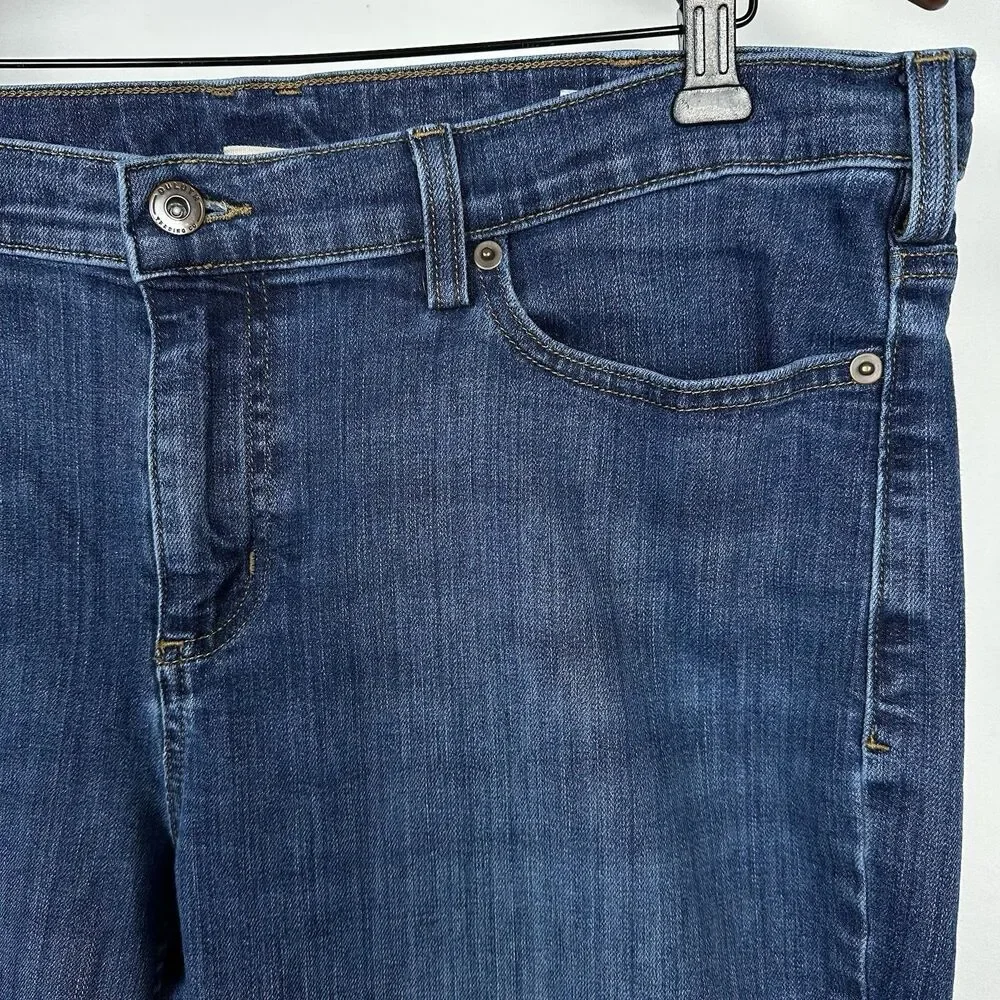 Duluth Trading Co. Jeans Dark Wash Mid-Rise Women 36x29 — Sz. 16 Bootcut Stretch
